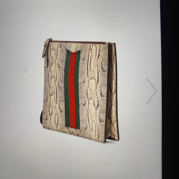 Gucci Python Men's bag / Wristlet with web NWT - Picture 2 of 6